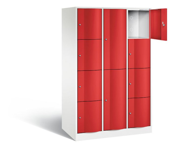 C+P XL combinatie lockerkast Resisto, H1950xB1148xD640mm, kleur: verkeerswit / vuurrood, 8070-3733 S10029