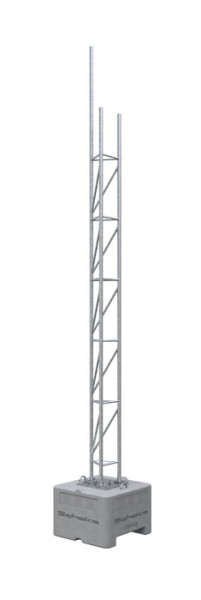 Schake traliebuismast SET 1 bestaande uit: 1x betoninstallatieapparaat, 1x adapterplaat voor traliebuismast, 1x traliebuismast, 353016-SET