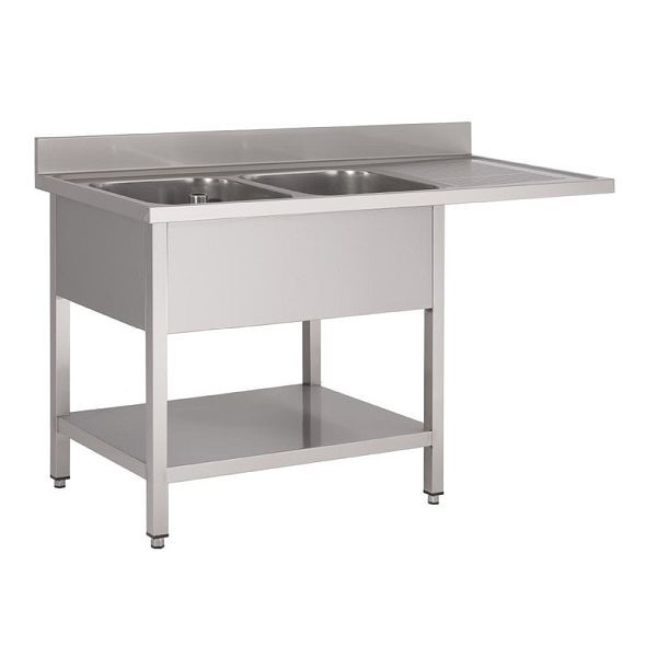 Gastro M spoelbak dubbele bak links ruimte voor vaatwasser 160cm lang, GN207
