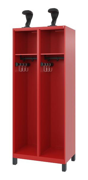 C+P Evolo brandweerkast, model EXPERT, 2 compartimenten, H1950B800T500 mm, Vuurrood, Voeten, 0491015-22 S10008