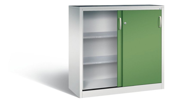 C+P schuifdeurkast Acurado, H1200xB1200xD500mm, kleur: lichtgrijs / reseda groen, beugelgreep, 2057-09 S10041