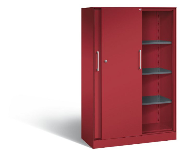 C+P schuifdeurkast Asisto, H1635xB1000xD435mm, kleur: robijnrood, beugelgreep, 4 niveaus, 142012-000 S10043