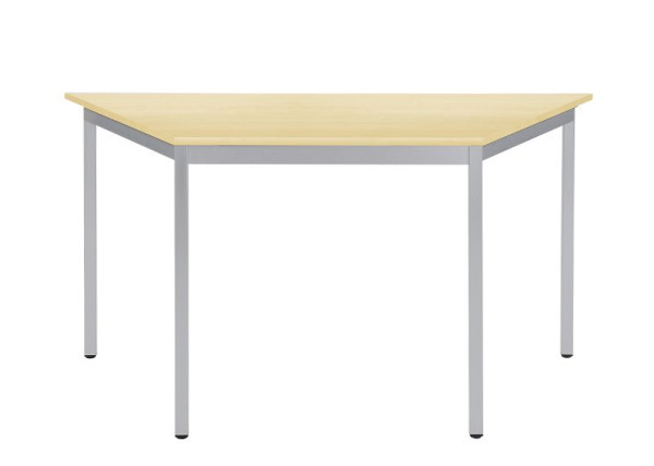 Bisley MULTI Desking multifunctionele tafel, trapezium 19 mm, MP esdoorn decor, aluminium frame, H 740 x B 1400 x D 700 mm, MTT1407MP300