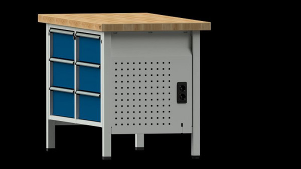 ANKE werkbanken systeempaneel met voeding, 523 x 32 x 638 mm, RAL 7035, voor kastenwerkbank serie V, VH, BL, 900.368