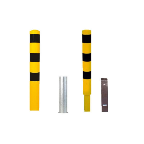 Stein HGS HGS stalen buispaal/rambeschermpaal -Bollard-, 1500mm/met profielcilinderslot, incl. bodemhuls, zonder verf, 2 oogjes (180°), 40151z-201