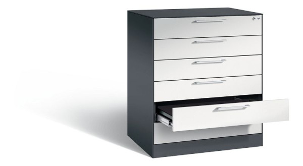 C+P archiefkast Asisto, H1010xB800xD600mm, kleur: zwartgrijs/lichtgrijs, beugelgreep, 146243-600 S10017