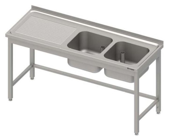 Stalgast spoelunit zonder voet 1400x700x850 mm, met twee schalen rechts, met opstaande rand, gelast, VST14722RA