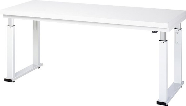 RAU werkbank serie adlatus 600 (elektrisch in hoogte verstelbaar), werkblad met hardlaminaat bekleding, 2000x740-1140x700 mm, 08-WB-200-070-H