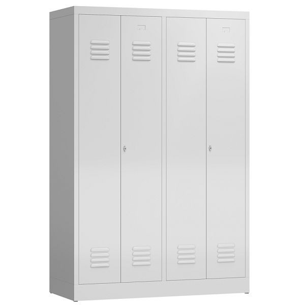 Lüllmann ClassiX kledingkast, 4 vakken, elk 2 sluitend in het midden, 1800 x 1185 x 500 mm, lichtgrijs, X-510440