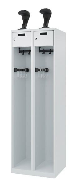 C+P Evolo brandweerkast, model PRAKTUS, 2 compartimenten, H1850B600T500 mm, lichtgrijs, helmhouder, 0492015-20 S10003