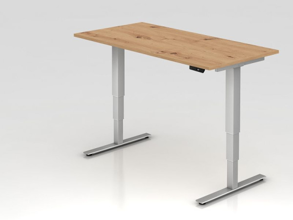 Hammerbacher bureau XDSM16, 160 x 80 cm, blad: knoestig eiken, 25 mm dik, ABS dikke rand, rechthoekige vorm, VXDSM16/R/S
