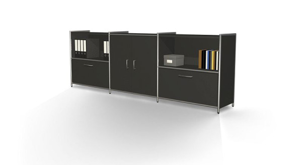 Kerkmann dressoir breed met 1 lade, 2 OH, Artline, B 2360 x D 380 x H 780 mm, antraciet, 13791513