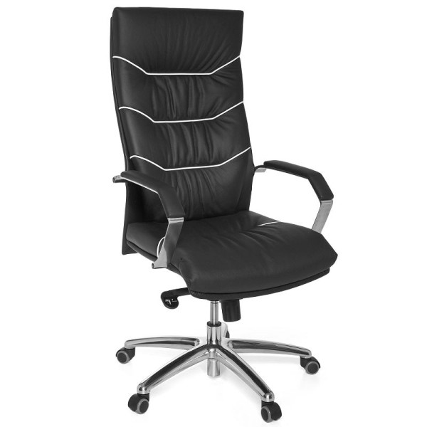 Amstyle bureaustoel Ferrol echt leer zwart, SPM1.163