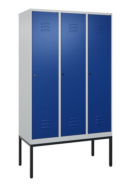 C+P luierkluis Classic PLUS met middenwand, frame, 3 vakken, 2120x1200x500mm, 7035/5010, cilindersloten, 0800307-32F S10018