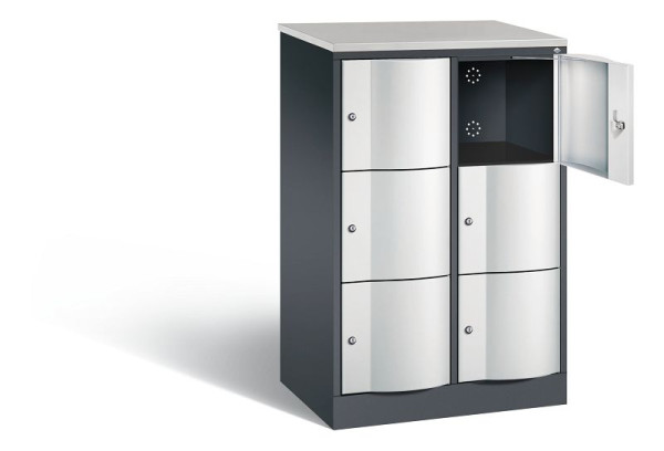 C+P lockerkast Resisto, H1255xB772xD540mm, kleur: zwartgrijs/lichtgrijs, 8573-272 S10445