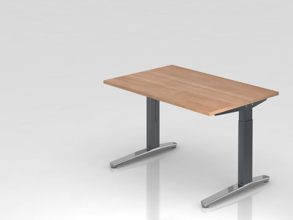 Hammerbacher bureau C-poot 120x80cm walnoot/grafiet (gepolijst), rechthoekige vorm, VXB12/N/GC