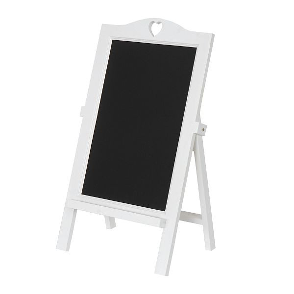 Mendler reclamebord HWC-E51, staand krijtbord klantenstopper decoratief bord, 66x39x33cm, wit gelakt, 61003