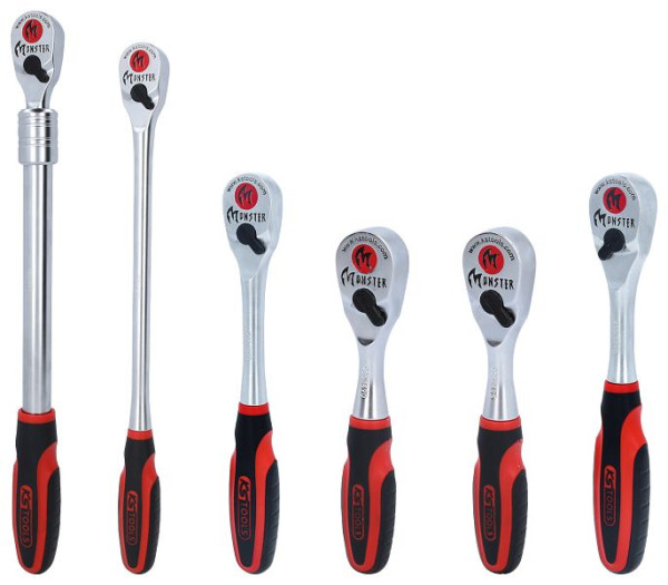 KS Tools Monster omschakelbare ratelset, 6-delig 1/4" + 3/8" + 1/2", 935.0006