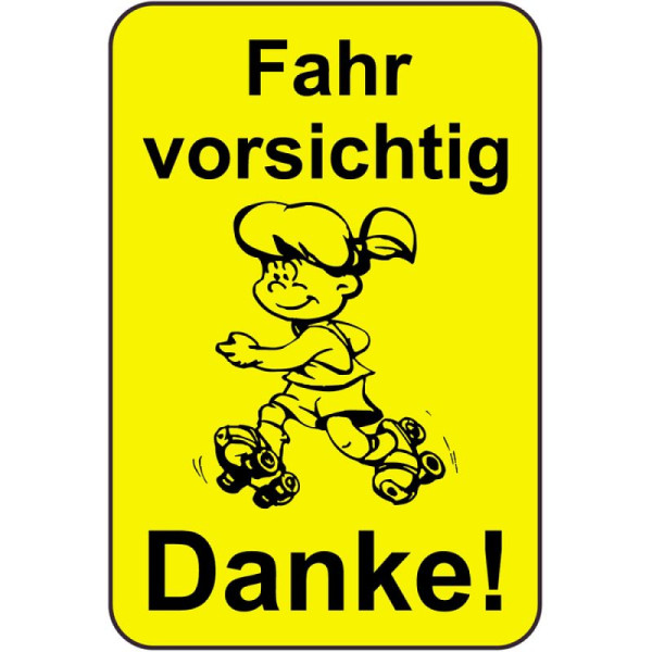 Steen HGS kinderinformatiebord/verkeersbord Rijd voorzichtig, bedankt!, 500x750mm, reden: geel geverfd, 14775