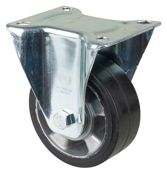 BS rollen transportrol, vaste rol, wielbreedte 50 mm, wiel-Ø 125 mm, draagvermogen 220 kg, zwarte elastische banden, aluminium, kogellagers, LSS410.B80.125
