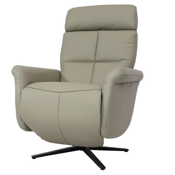 Mendler relaxstoel HWC-L10, design tv-stoel, tv-stoel, ligstoel, ligfunctie, volledig leer, grijs, 98381