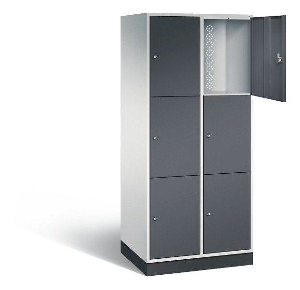 C+P XL lockerkast Intro, H1950xW820xD590mm, kleur: lichtgrijs / zwartgrijs, 8370-203 S10060