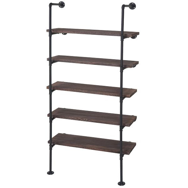Mendler standplank HWC-C45, woonkamerplank boekenplank opbergplank, industrieel design 165x80x28cm, bruin, 55453