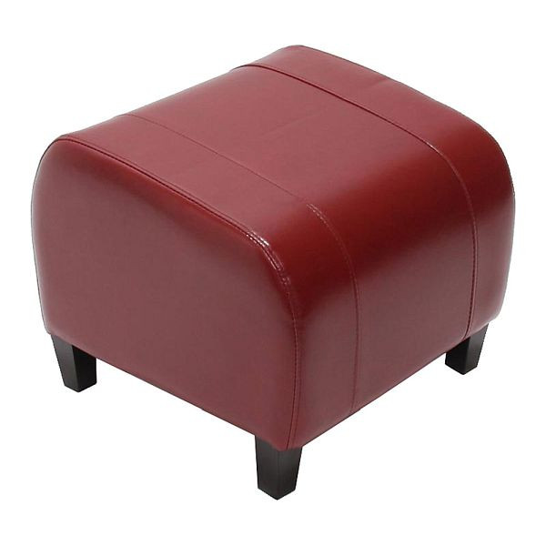 Mendler kruk zit kubuskruk Emmen, leer + kunstleer, 37x45x47 cm, rood, 7925
