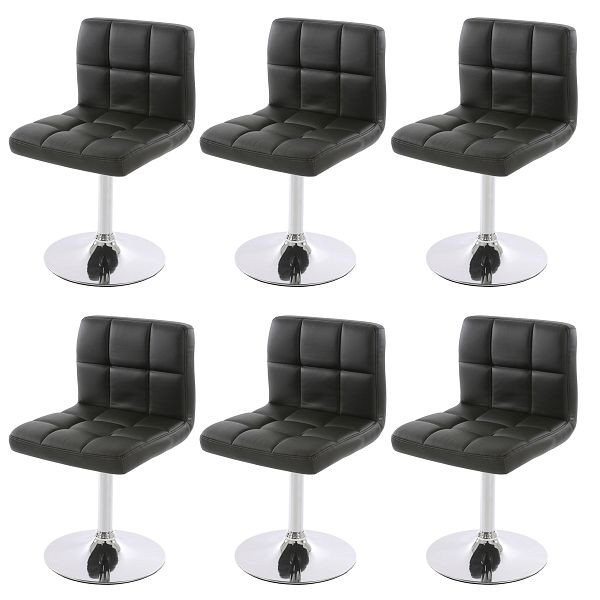 Mendler set van 6 eetkamerstoelen draaistoelen Kavala kunstleer chroom, zwart, 3x26625