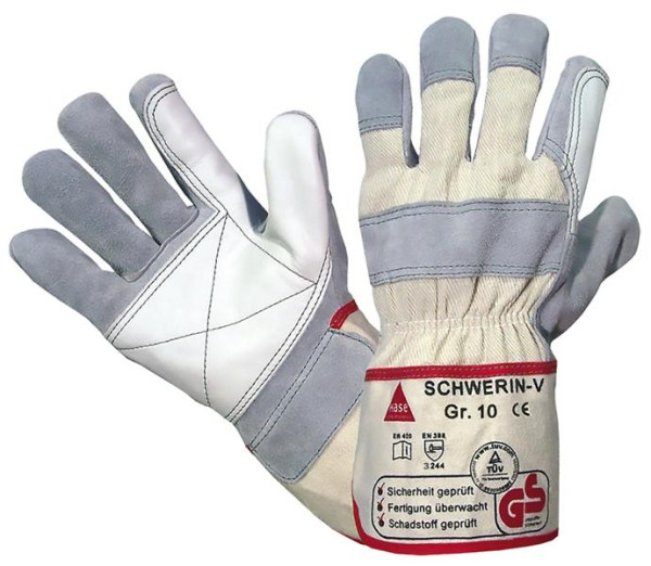Hase Safety SCHWERIN - V, 5-Fg.-Sicherheitshandschuhe aus Spaltleder, Größe: 9, VE: 12 Paar, 212170-9
