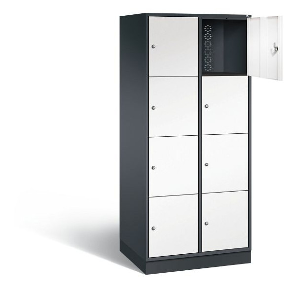 C+P XL lockerkast Intro, H1950xW820xD590mm, kleur: zwartgrijs / verkeerswit, 8470-203 S10071