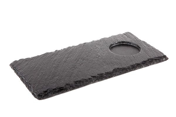 APS natuurleisteen plaat, 25 x 12 cm, materiaaldikte 4-7 mm, met hak Ø 6 cm, 00986