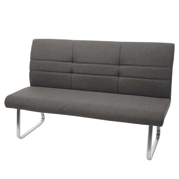 Mendler bank HWC-G55, eetkamerbank, stof/textiel geborsteld RVS, grijsbruin 180cm, 73577+73578