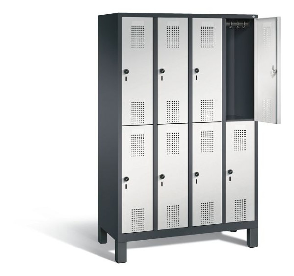 C+P locker dubbeldekker Evolo, H1850xW1190xD500mm, kleur: zwartgrijs/lichtgrijs, 48310-40 S10220
