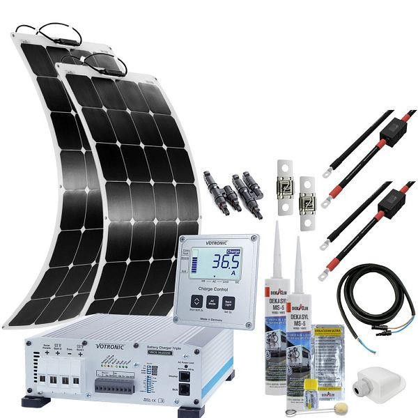 Offgridtec mTriple Flex S camperzonnesysteem met 2 x 120W zonnepaneel 30/20/250 Votronic Triple Charger en 1247 Charge Control Display, 4-01-010435-003