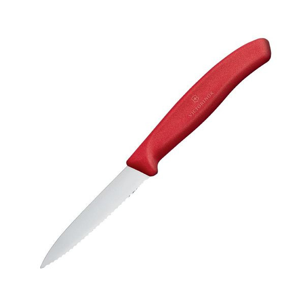 Victorinox Officemes Spitse Gekartelde Rand 8cm Rood, CX749