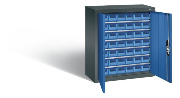 C+P tijdschriftenkast serie 13, H830xB700xD300mm, kleur: antracietgrijs / gentiaanblauw, verzonken handgreep, 134013-21 S10044