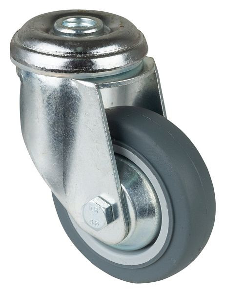 BS-wielen Zware apparatuurwiel, wielbreedte 21 mm, wiel-Ø 80 mm, draagvermogen 80 kg, grijs rubberen loopvlak, kogellagers, verpakking van 2 stuks, C101.A85.081