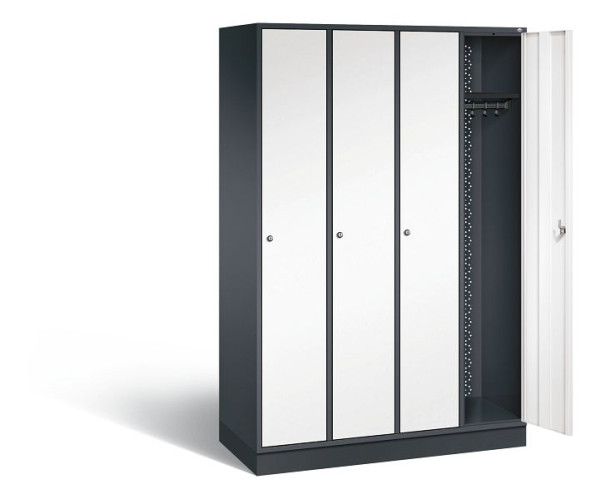 C+P garderobekast Intro, H1950xB1220xD490mm, kleur: zwartgrijs / verkeerswit, 8170-401 S10045
