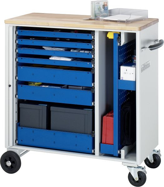 RAU gereedschapswagen serie adlatus model 10660, B1025 x D520 x H1080 mm, inclusief massief beukenhouten werkblad, 02-10660B.11