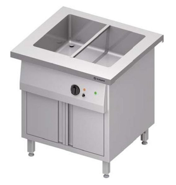 Stalgast bain-marie station "Free Flow" met een wastafel 2x GN1/1 en draaideuren, 799x735x880 mm RVS deksel, FF08110