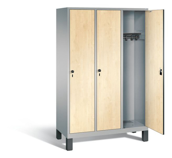 C+P Evolo garderobe, H1850xB1200xD500mm, kleur: wit aluminium / Donau esdoorn decor, 48010-32 S10565