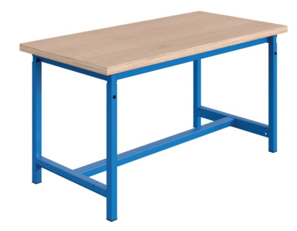 SOFAME PTH werkbank, mechanisch in hoogte verstelbaar, B 1800 x D 750 x H 764 tot 1044 mm, multiplex werkblad 24 mm, hemelsblauw RAL 5015, W010020258BI
