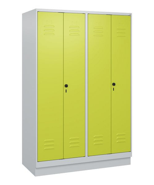 C+P Umkleidespind Classic PLUS, Doppel-Spind, Sockel, 4 Abteile, 1800x1200x500mm, 7035/0024, Drehriegel, 0800227-40P S10010