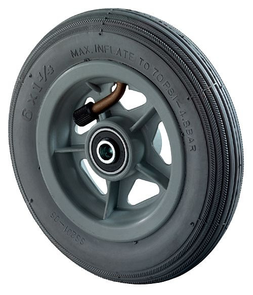 BS Rollen luchtwiel, wielbreedte 30 mm, wiel-Ø 150 mm, draagvermogen 60 kg, loopvlak zwart rubber, wiellichaam kunststof, kogellager, D20.151