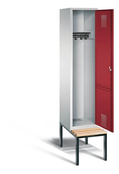 C+P Evolo garderobe, H2090xW420xD815mm, kleur: lichtgrijs/robijnrood, 48050-12 S10030