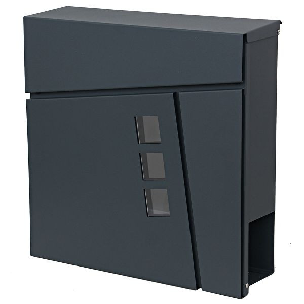 Mendler brievenbus HWC-B29, wandbrievenbus brievenbus krantenvak, gepoedercoat, antraciet, 60202