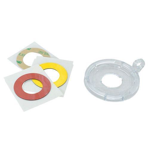 DENIOS veiligheidsafdekkingen voor drukknoppen en noodstopschakelaars (22 mm), medium, verpakking van 5, 312012