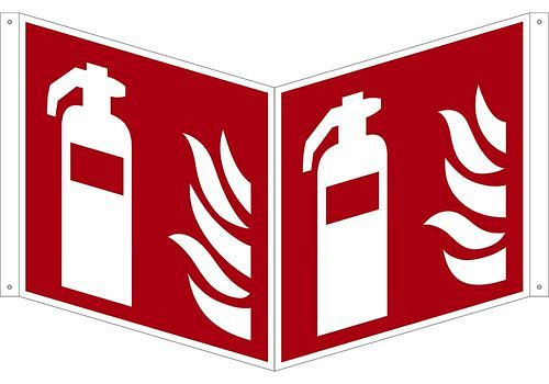 DENIOS neusbord "Brandblusser", ISO 7010, kunststof, fotoluminescerend, 300 x 300 mm, verpakking: 3 stuks, 285044