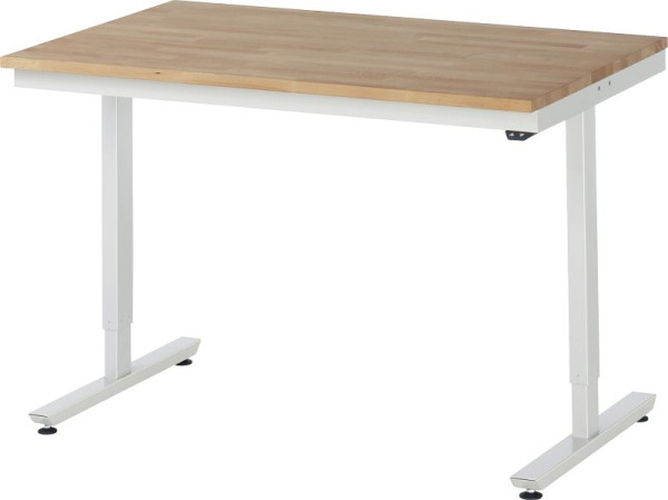 RAU werktafel serie adlatus 150 (elektrisch in hoogte verstelbaar), massief beukenblad, 1250x720-1120x800 mm, 08-AT-125-080-B